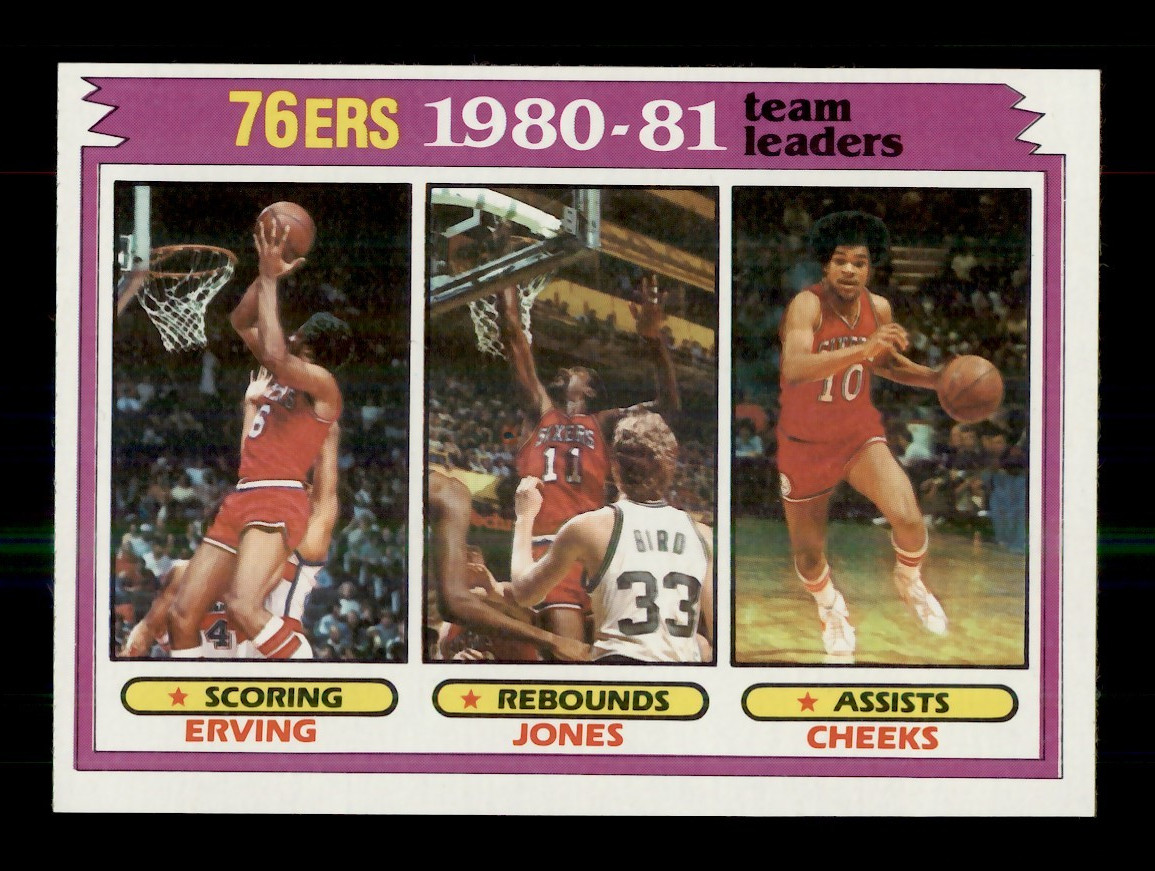 1981-82 Topps - Team Leaders Julius Erving, Maurice Cheeks, Caldwell Jones #59