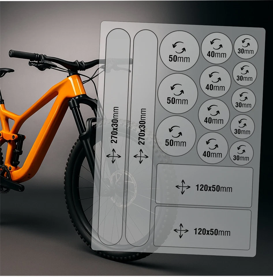 Rahmenschutz-Folie SET Fahrrad Lackschutzfolie + Kettenschutz  16tlg transparent - Bild 1 von 4