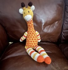 Handmade Crochet Giraffe 21 Striped Honeycomb Plush Doll Unique Whimsical