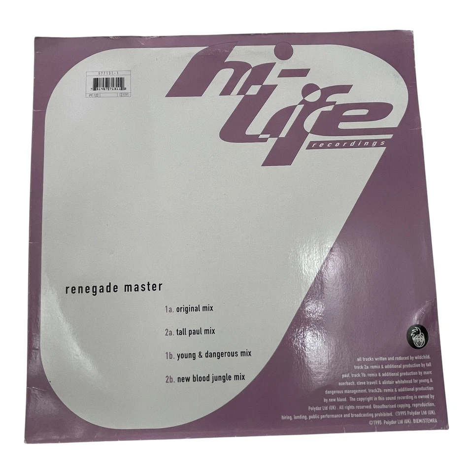 Wildchild - Renegade Master 12" Vinyl Hi-Life Recordings 1995 - Image 2 of 4