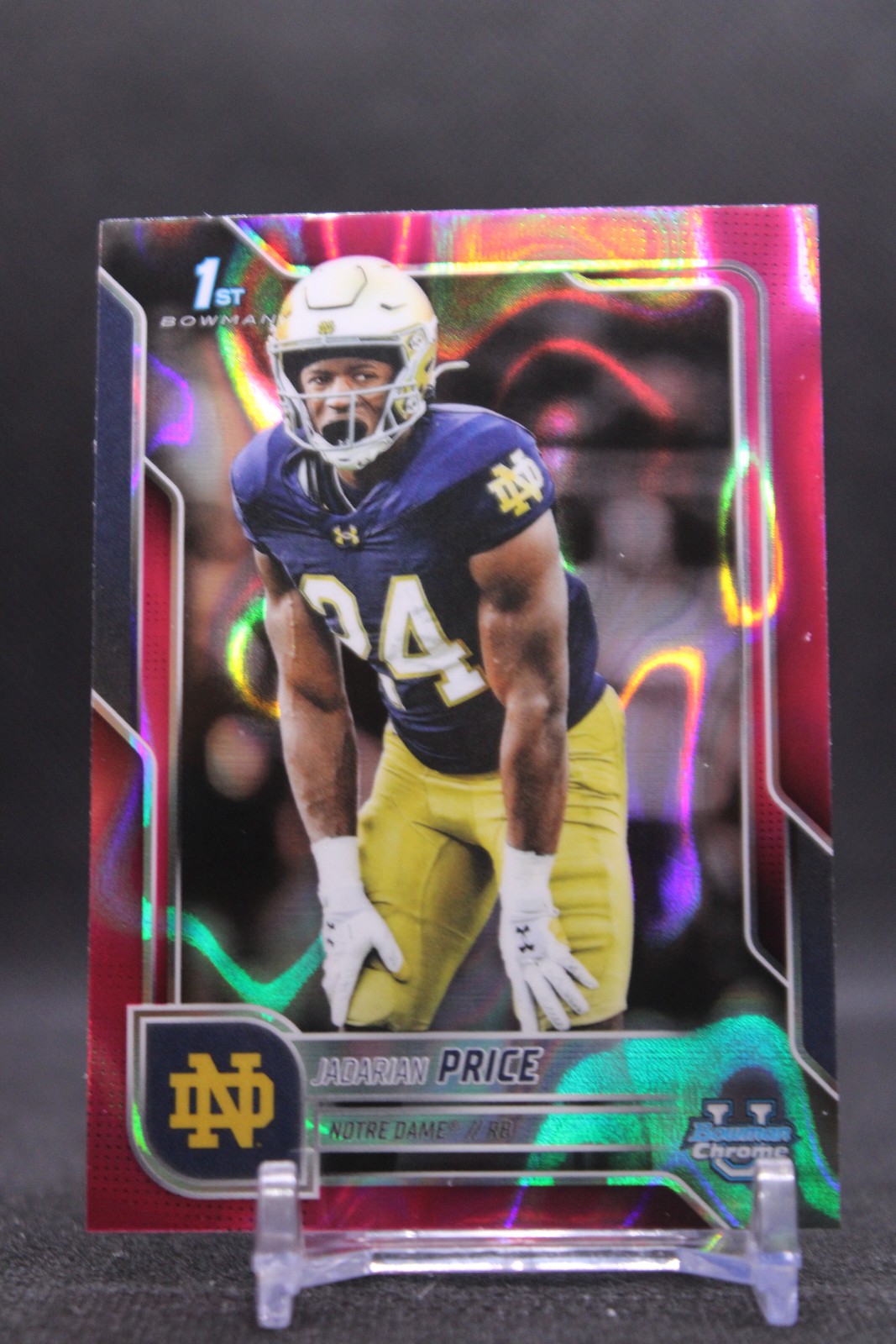 Jadarian Price #117 2025 Bowman University Chrome Pink Lava Refractor