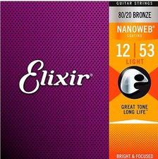 Elixir 80/20 Bronze Nanoweb Acoustic 6 String Light Gauge