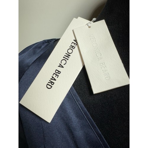 Veronica Beard Valentin Stretch-Silk Top Size 4 Navy Classic - Picture 3 of 7