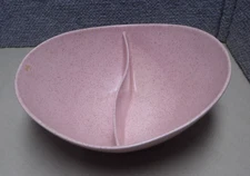 Vintage Mid Century Atomic Tickled Pink Vernon Ware Divided Serving Bowl Dish C2