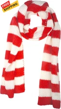 VIVIAN & VINCENT Fall Winter Ultra Soft Knit Striped Scarf for Red and White 