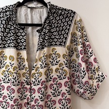 Ann Taylor Floral Midi Dress 10 Cottagecor Puff Sleeve V Neck