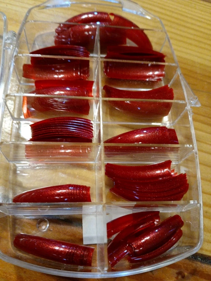 Remnant ~95 FAKE PLASTIC SQUARE FRENCH NAIL TIPS ART DEEP MAGENTA PINK SHIMMER - Image 4 of 4