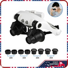 Jeweler Magnifier Headband Headset LED Head Lamp Light Magnifying Glass Loupe US