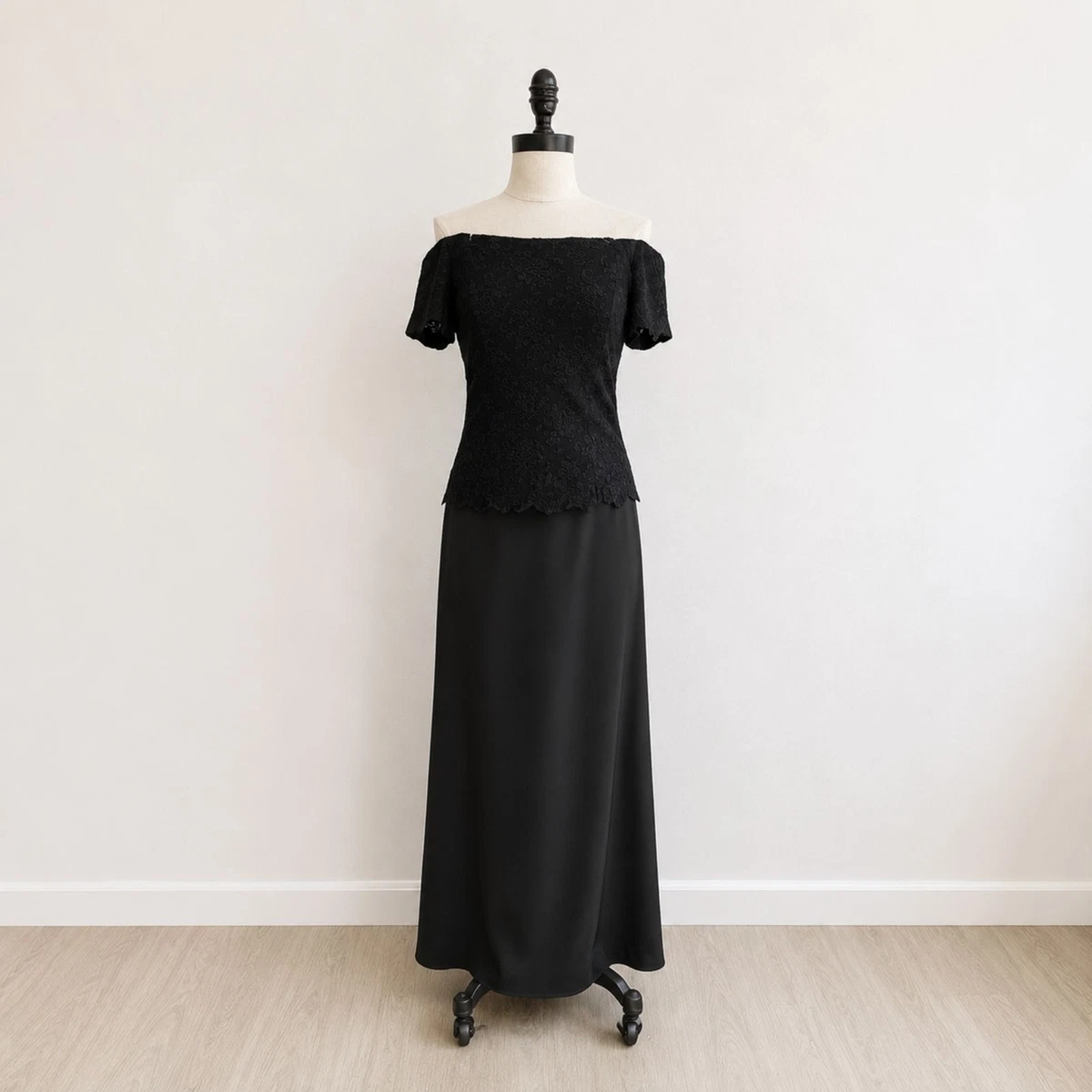 chadwicks evening dresses Vintage Chadwicks Formal Dress Evening Gown 6 Blk Lace Off Shoulder Cocktail  Wedding