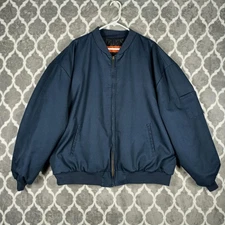 Red Kap Jacket Mens 3XL Navy Blue Quilted Lined Zip Bomber Workwear USA Made