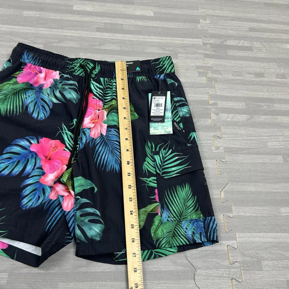 MATIX Hawaiian Floral Volley Shorts Mens Size Small 7” Black Lightweight $30 - Image 4 of 4
