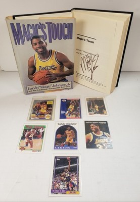 Magic's Touch 1989 1st Ed SIGNED by Earvin ''Magic'' Johnson Lakers + 7 Vntg Cards