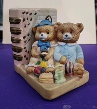 Vintage 3D Teddy Bears Bookend Ceramic Figurine