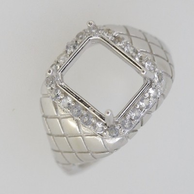MTO Men's Style Sterling Silver Semi Mount Ring Setting Emerald 11x9mm Mens Ring