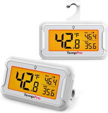 2Pack Refrigerator Thermometer With Large Backlit LCD Display Waterproof Freezer