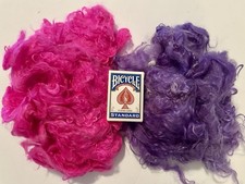 8.9oz Hand Dyed Mohair Locks Pink Purple Spinning Fiber (D12)
