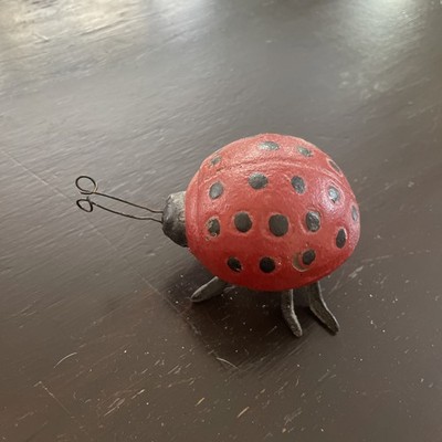 Vintage Cast Iron Insect Ladybug Lady Bug Beetle Ladybird Lucky ~ Paperweight