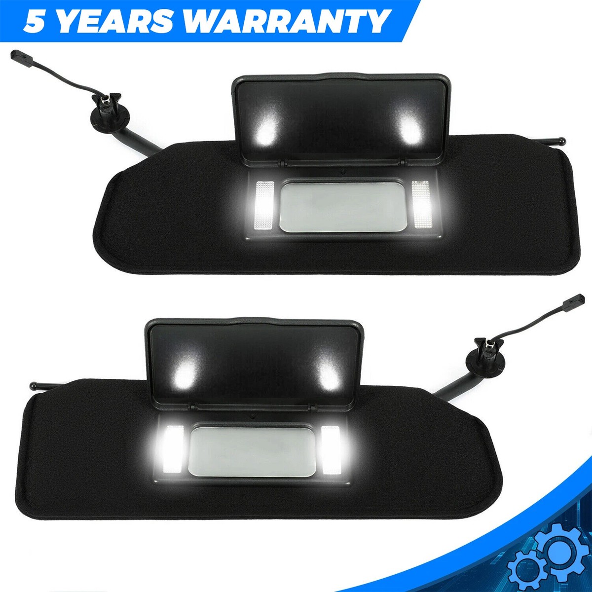 Pair Sun Visor Sun Shades Vanity Mirror Black For 97-04 Chevy