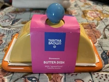 Tabitha Brown Butter Dish  Spread Love Orange Yellow and Blue Sleek Design