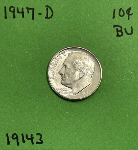 1947 D Roosevelt Dime BU Uncirculated Mint State 90% Silver 10c US Coin