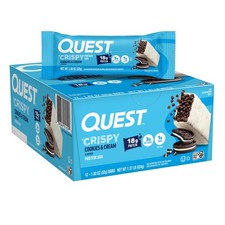 Quest Nutrition Crispy Cookies  Cream Hero Protein Bar, 18g Protein, 1g Suga...