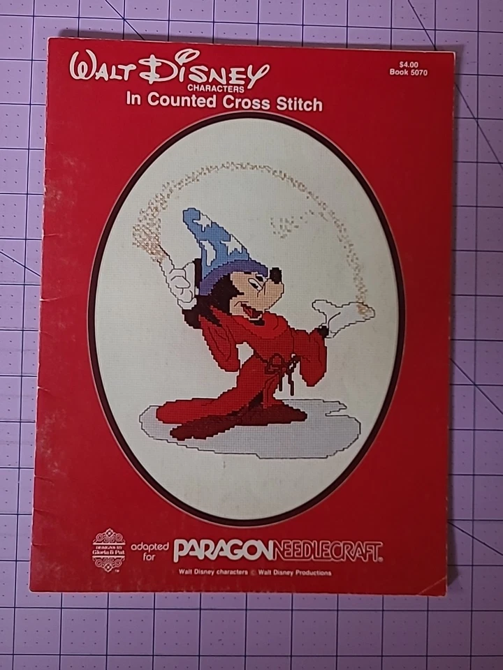 Lot 3 Walt Disney Cross Stitch Pattern Books Mickey Mouse, Pluto, Donald Duck - Image 2 of 4