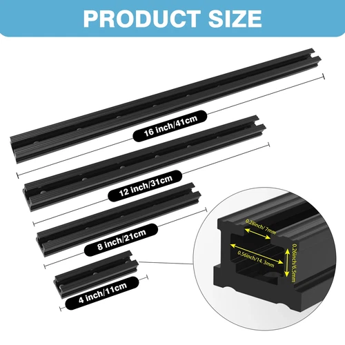 Aventik 4" 8" 12"and 16" Light Medium Duty Polymer Kayak Mount Track Compatible