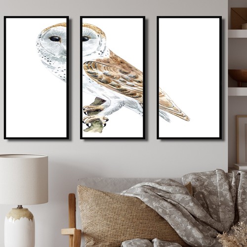 Designart "Portrait Of A Barn Owl II" Traditional Framed Canvas Wall