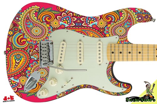 Guitar Axe Wrap Re-skin Bass Reface Electric DY Paisley Pink Pattern 085 - Picture 5 of 10