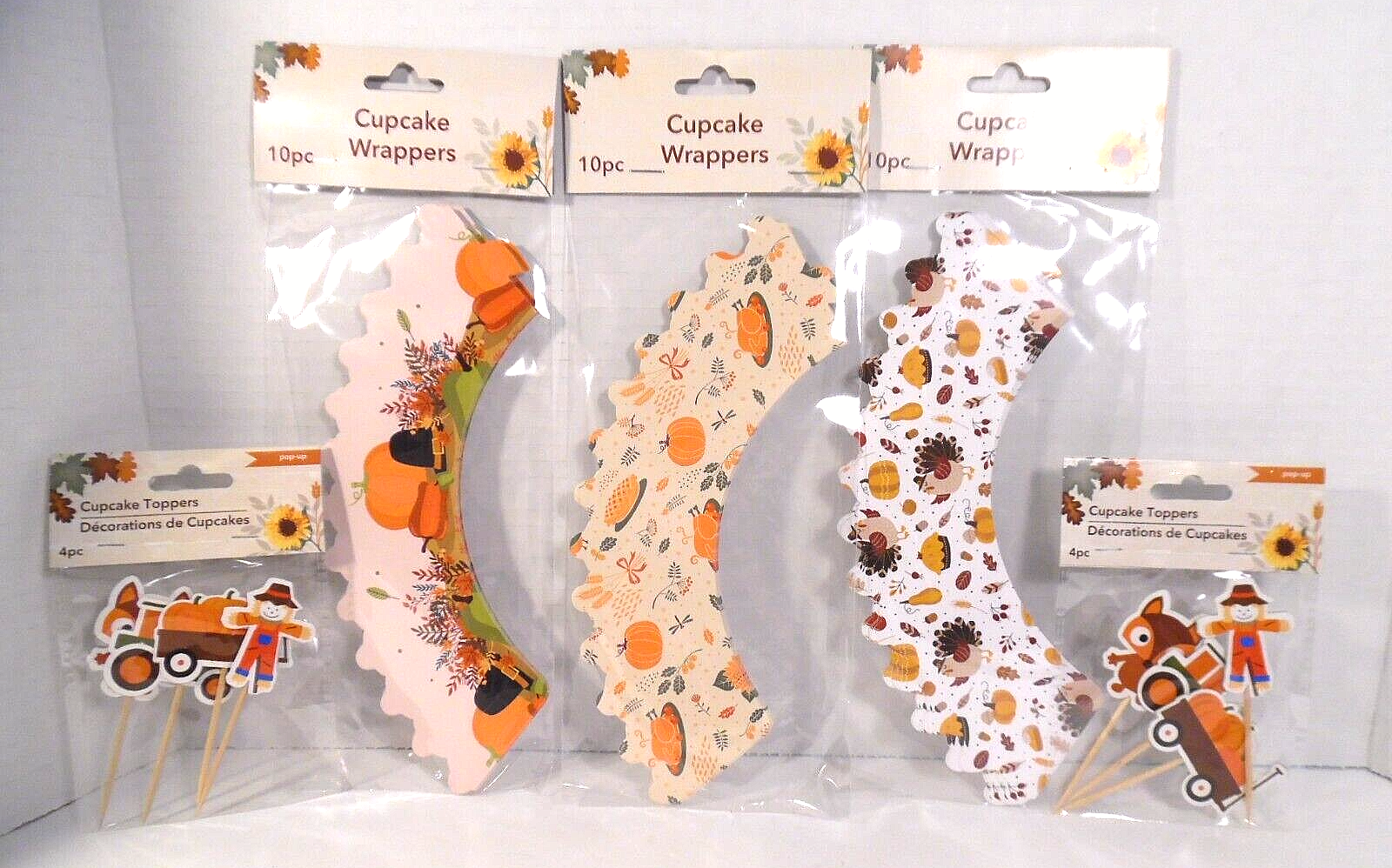 38-Piece Fall Harvest Cupcake Wrappers & Toppers Set for Thanksgiving-image