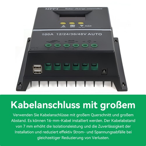 100A MPPT Solar PV Regler 12V 24V 36V 48V 4000W Solar Laderegler Controller LCD - Bild 6 von 9
