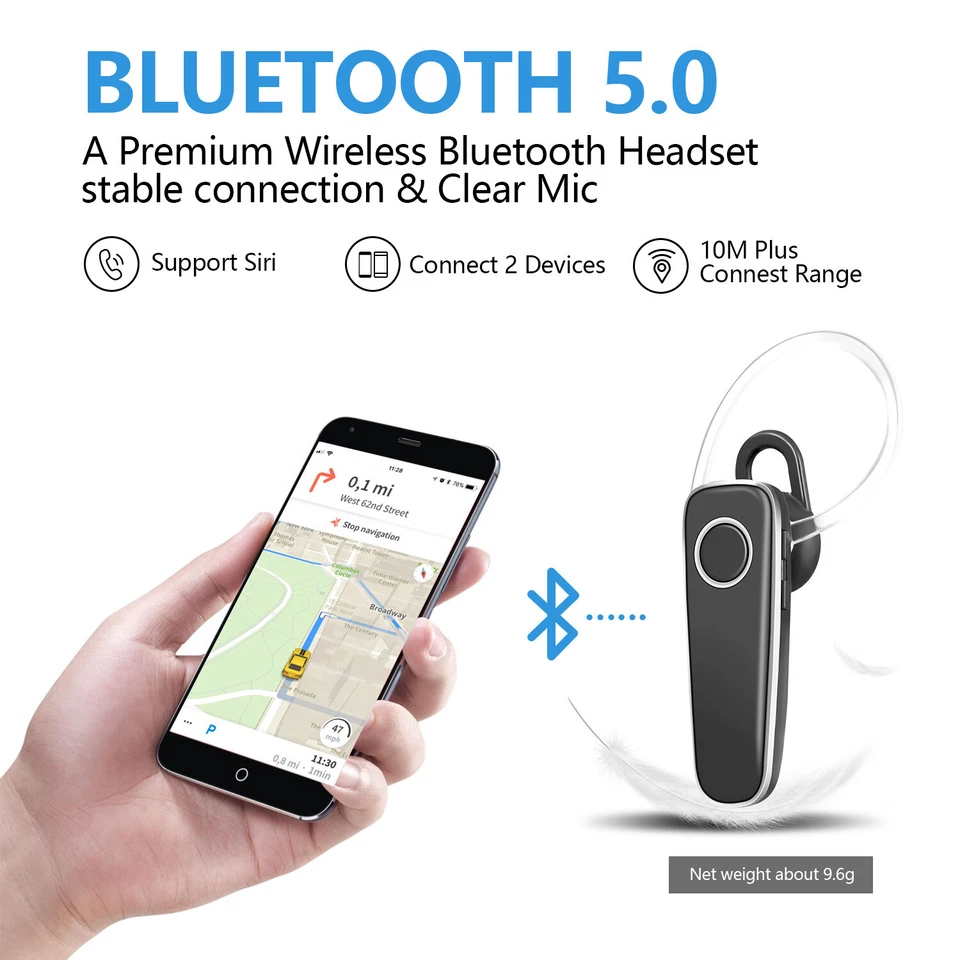Auriculares estéreo manos libres Bluetooth inalámbricos para teléfono celular EE. UU. Foto 4 de 4