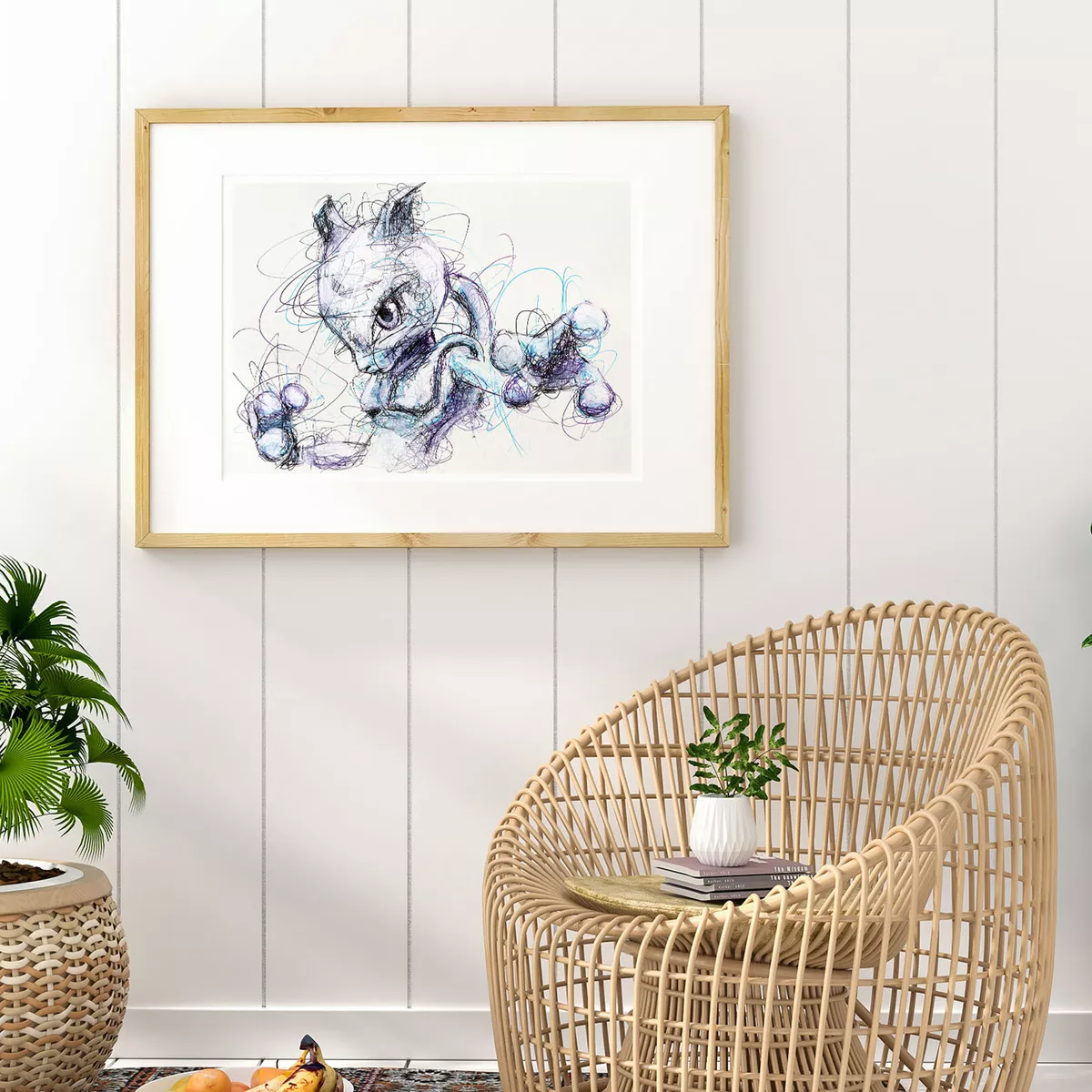 Mewtwo Watercolor Art Print, Pokemon, Nintendo