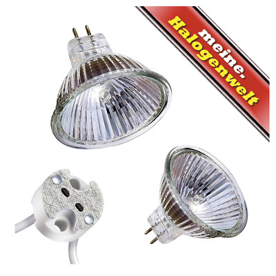 3x Halogen-Leuchtmittel GU4 GU5,3 MR11 MR16 Fassung 10W-20W-35W-50W 12V Strahler