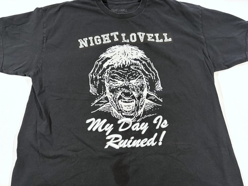 Night Lovell MY DAY IS RUINED Black Crew Short Sleeve Print Tee T-shirt Sz 2XL - Picture 3 of 10