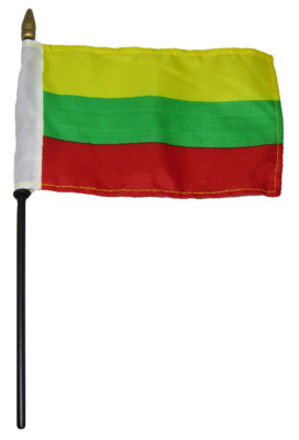 Wholesale 6 Lithuania 4''x6'' Flag Desk Set Table Wooden Stick Staff