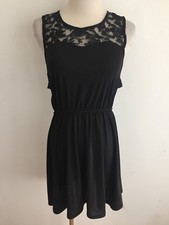ZARA TRAFALUC Lace Trim Cut-Out Sleeveless Dress Black Size S NWT