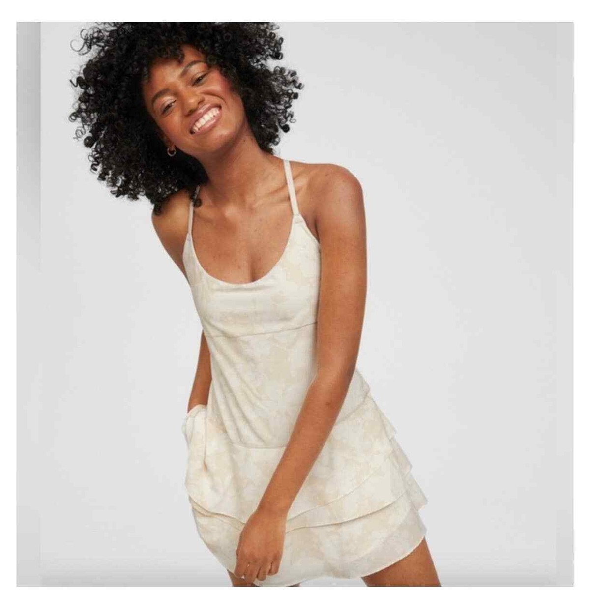 Aerie Offline Maggie Ruffle Cream Floral Print Tennis Dress Size XL | eBay