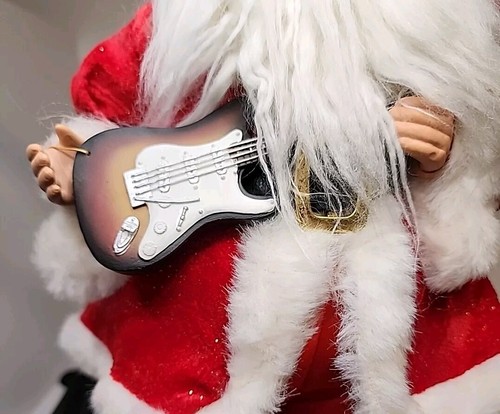Santa Claus Doll Rock & Roll w/ Guitar Figurine Doll Christmas Santa 18" - Picture 4 of 5