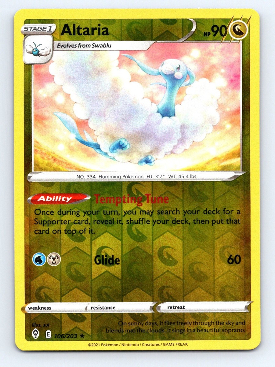 Altaria 106/203- Evolving Skies- Reverse Holo Rare Card- Pokemon TCG NM/M