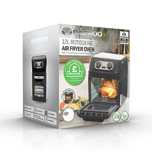 Daewoo 12L Rotisserie Air Fryer Oven 1800W, SDA2488 Brand New, 3 Years