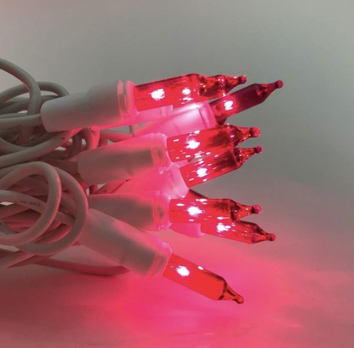 100 Pink Miniature White Wire Holiday Lights (as)