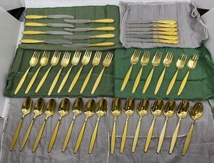 J. Tostrup Norway Sterling Silver Gold Vermeil Enamel Silverware 42pc Lot