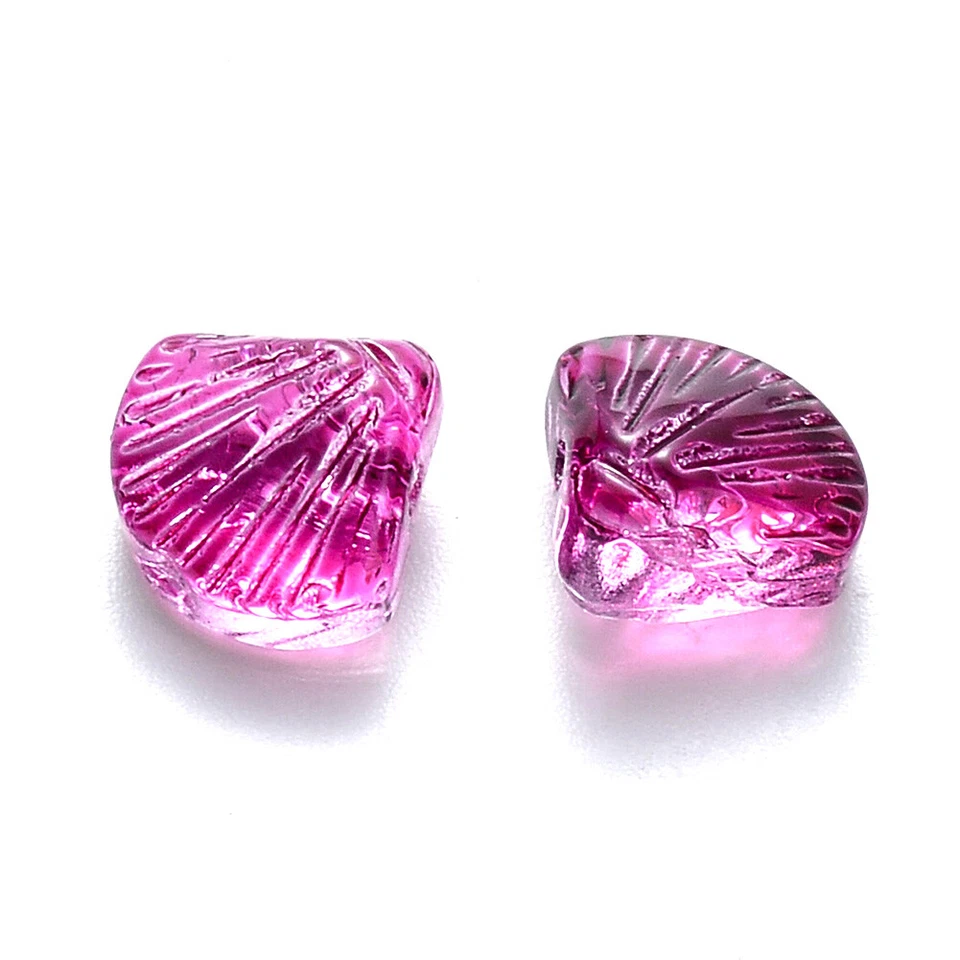 100pcs Transparent Glass Scallop Beads Top Drilled Beads Loose Spacer 10x10.5mm - Image 2 of 2