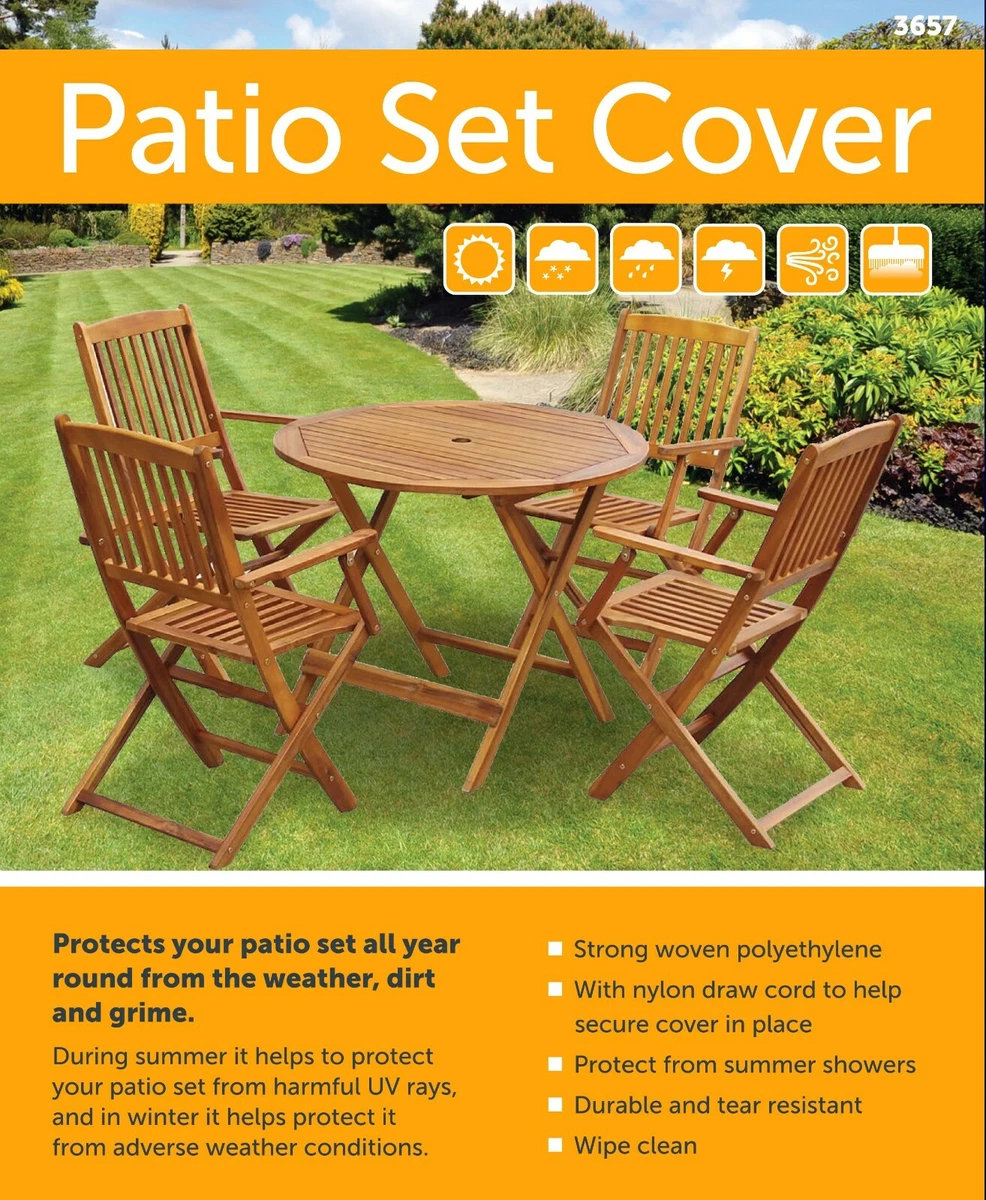 Small Round Waterproof Garden Patio Table Chair Set Furniture Cover Woven 140x94