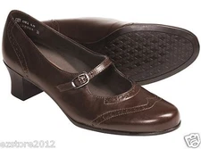 New $160 Munro American Womens Isabel Saddle Brown Leather Mary Jane Dress Shoes