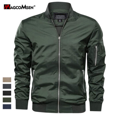 Men's Bomber Jackets Windbreaker Winter Spring Lightweight Baseball Casual Coats