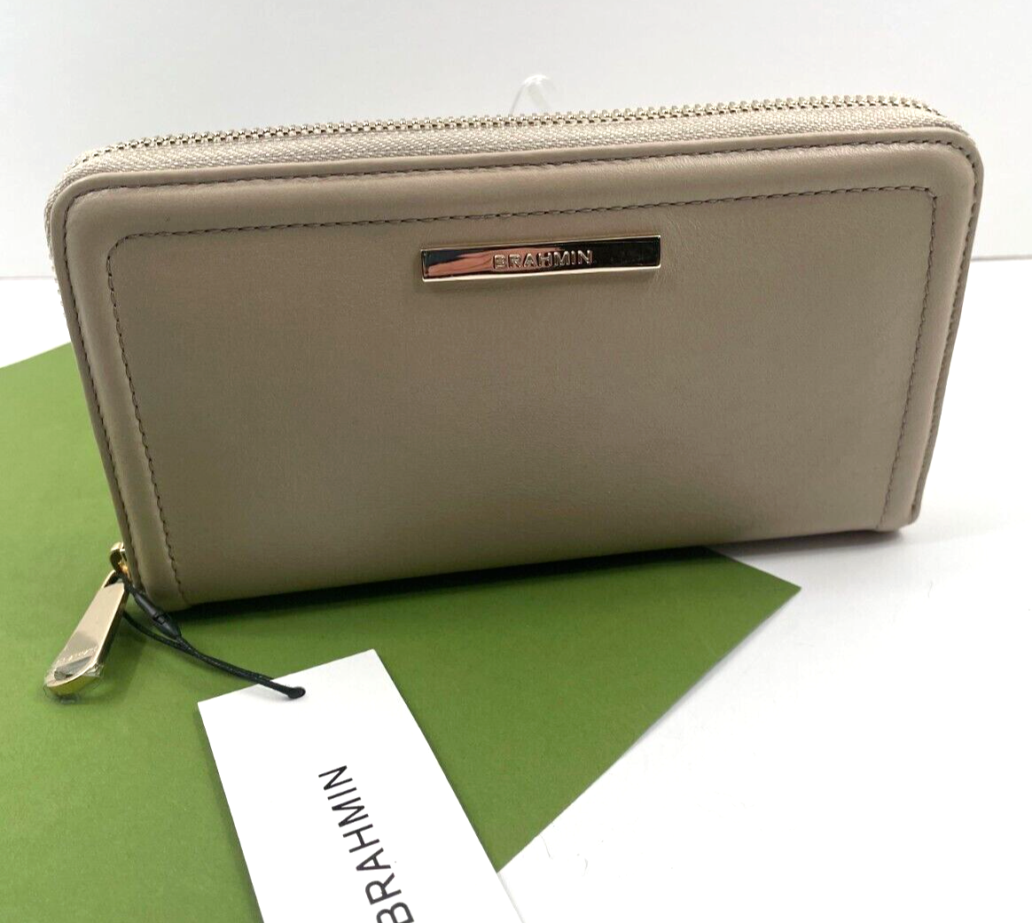 Brahmin Suri Brindle Moonstone Smooth Leather Zip Around Clutch