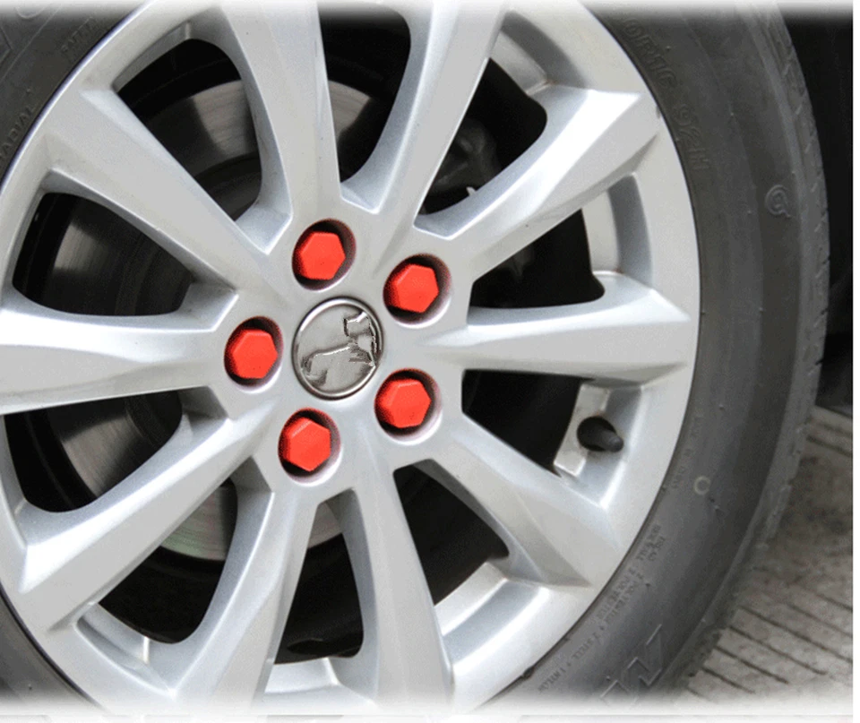 Combo de tapas de goma rojas perno de buje central para rueda de camión de 19 mm de 20 piezas Foto 2 de 4