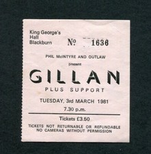 1981 Ian Gillan Concert Ticket Stub Blackburn UK Future Stock Tour